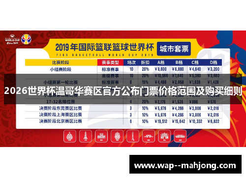 2026世界杯温哥华赛区官方公布门票价格范围及购买细则